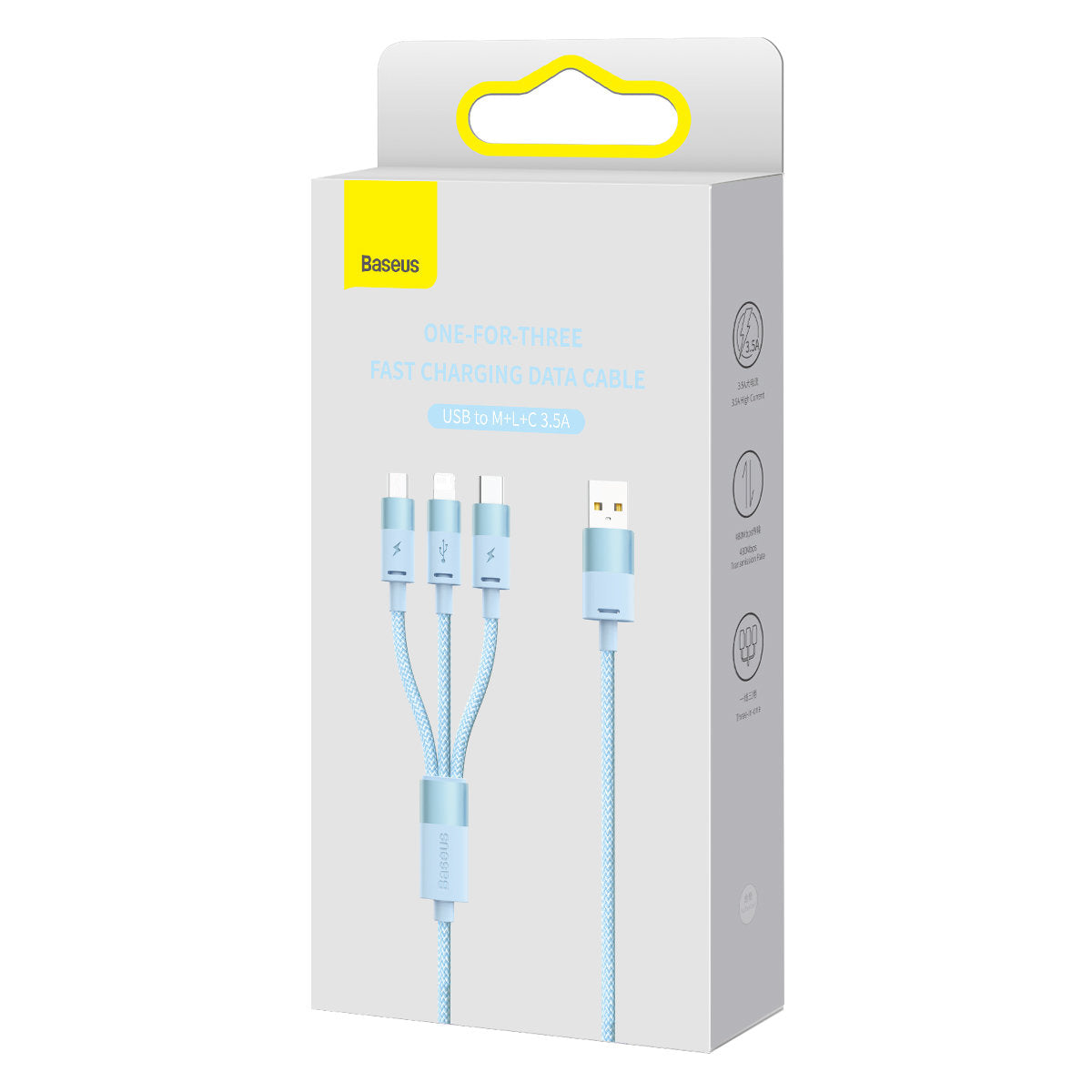 Καλώδιο Φόρτισης USB-A - Lightning / microUSB / USB-C Baseus StarSpeed 3in1, 20W, 1.2m, Μπλε CAXS000017