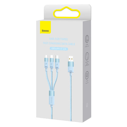 Καλώδιο Φόρτισης USB-A - Lightning / microUSB / USB-C Baseus StarSpeed 3in1, 20W, 1.2m, Μπλε CAXS000017