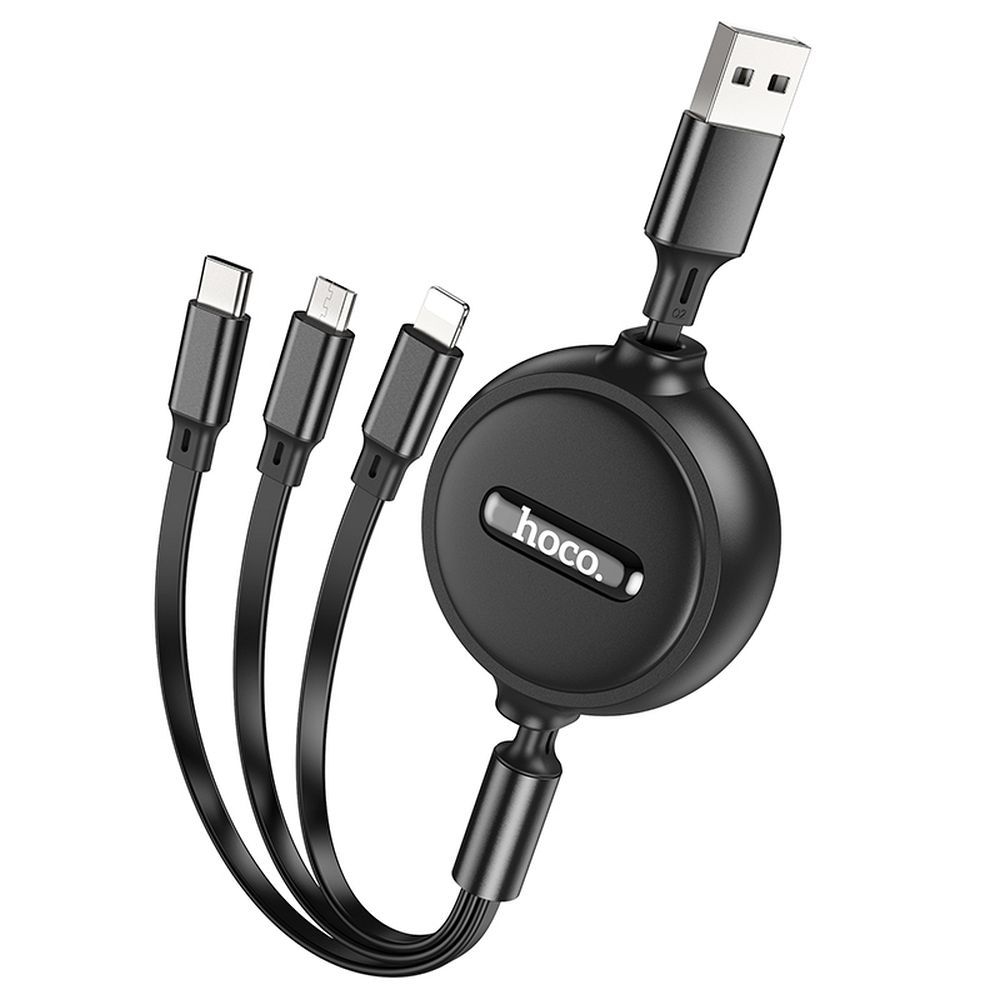 Καλώδιο Φόρτισης USB-A - Lightning / microUSB / USB-C HOCO X75 3σε1, 18W, 1m, Μαύρο