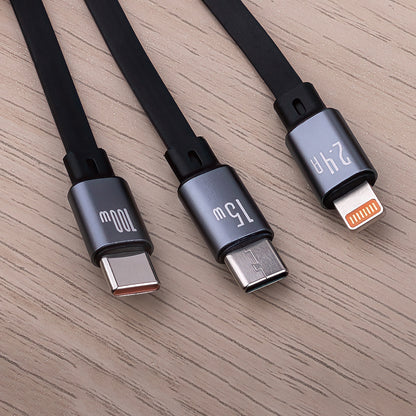 Forever 3in1 Καλώδιο φόρτισης USB-A - Lightning / 2 x USB-C Forever 3in1, 100W, 1.2m, Μαύρο