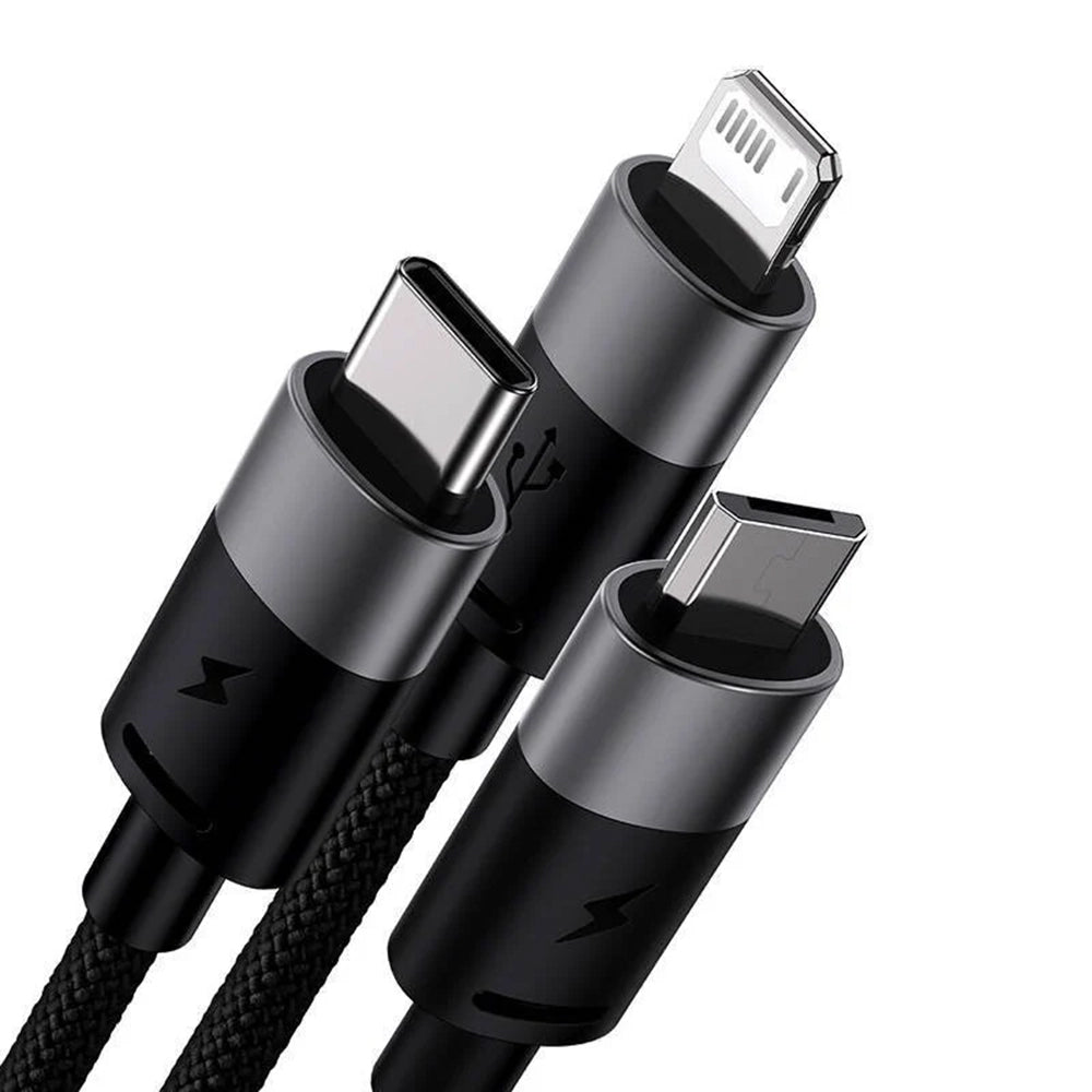 Καλώδιο Φόρτισης USB-A - Lightning / microUSB / USB-C Baseus StarSpeed 3in1, 20W, 0.6m, Μαύρο P10319900111-00