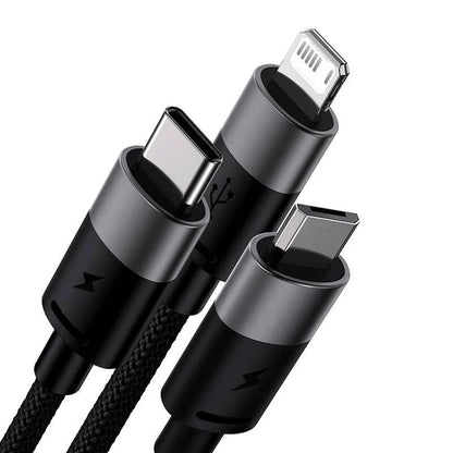 Καλώδιο Φόρτισης USB-A - Lightning / microUSB / USB-C Baseus StarSpeed 3in1, 20W, 0.6m, Μαύρο P10319900111-00