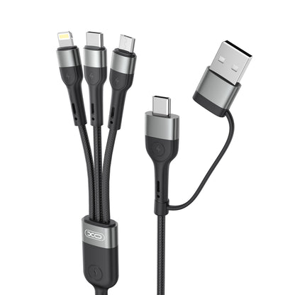 Καλώδιο φόρτισης USB-A / USB-C - Lightning / microUSB / USB-C XO Design NB254 3in1, 60W, 1.2m, Μαύρο 