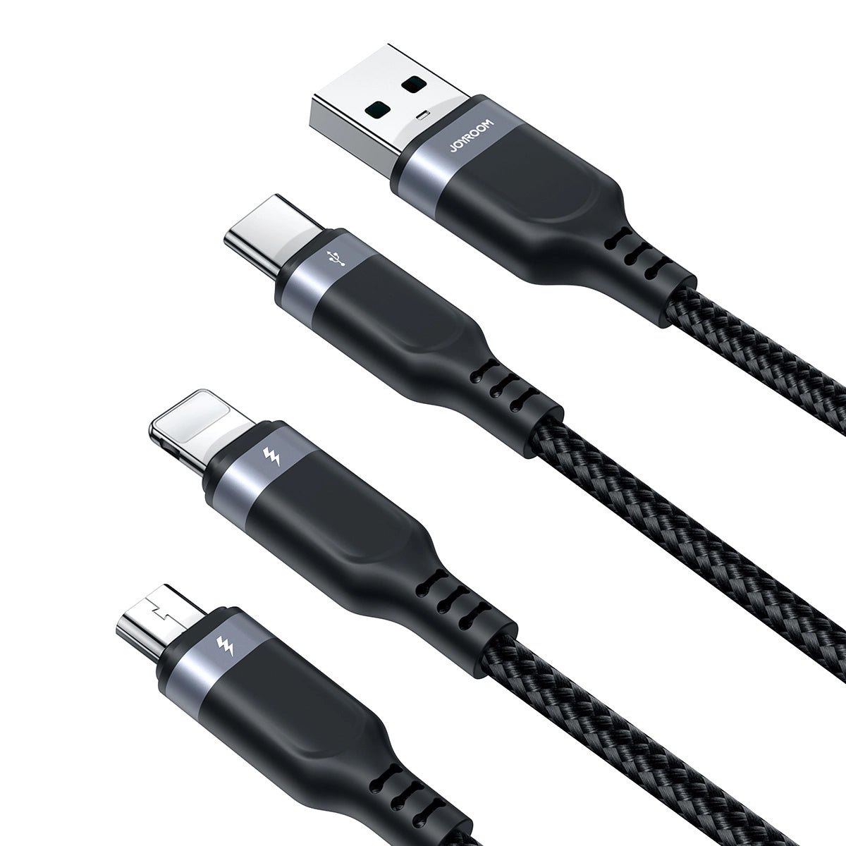 Καλώδιο Φόρτισης USB-A - Lightning / microUSB / USB-C Joyroom S-A18 3σε1, 20W, 0.3m, Μαύρο