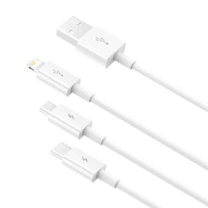 Καλώδιο φόρτισης USB-A - Lightning / microUSB / USB-C Baseus Superior 3in1 Series, 20W, 0.5m, Λευκό 