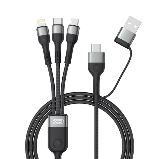 Καλώδιο φόρτισης USB-A / USB-C - Lightning / microUSB / USB-C XO Design NB254 3in1, 60W, 1.2m, Μαύρο 