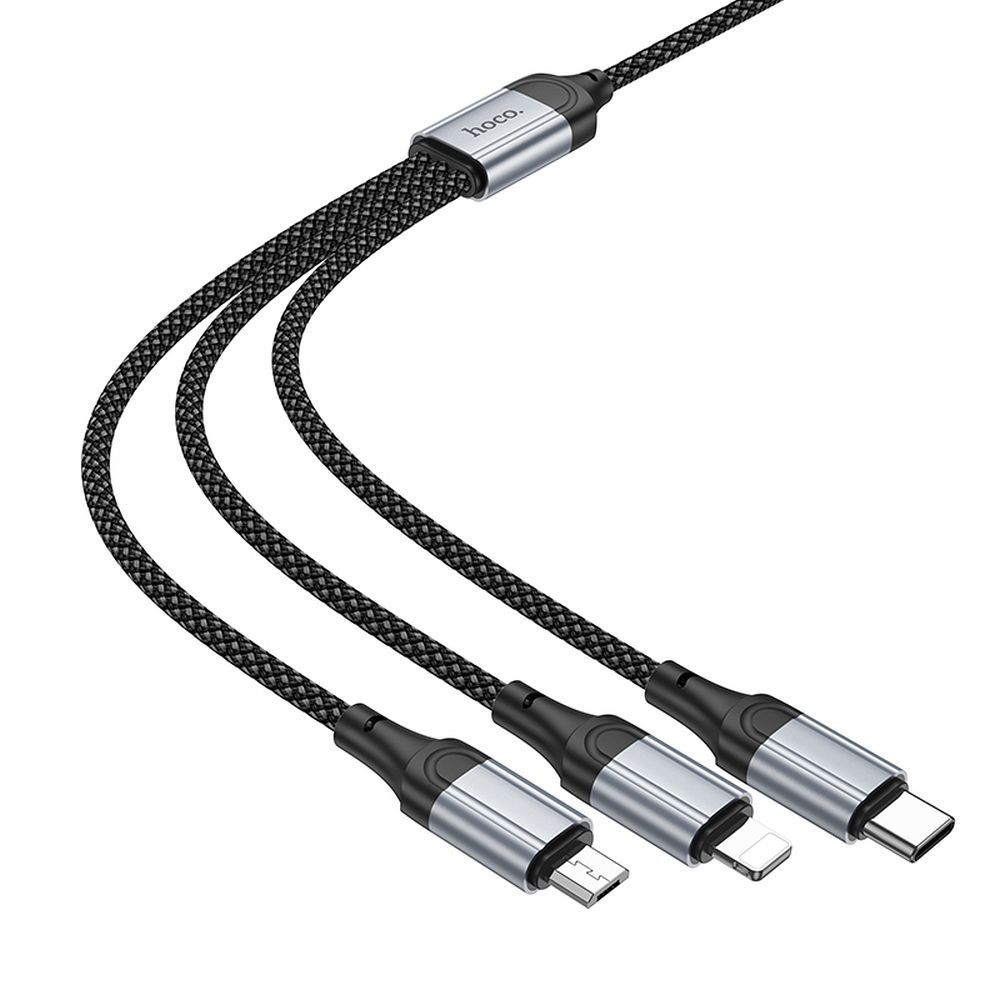 Καλώδιο φόρτισης USB-A - Lightning / microUSB / USB-C HOCO X102 3in1, 18W, 1m, Μαύρο 