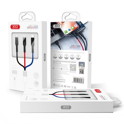 Καλώδιο Φόρτισης USB-A - Lightning / microUSB / USB-C XO Design NB54, 18W, 1.2m, Πολύχρωμο