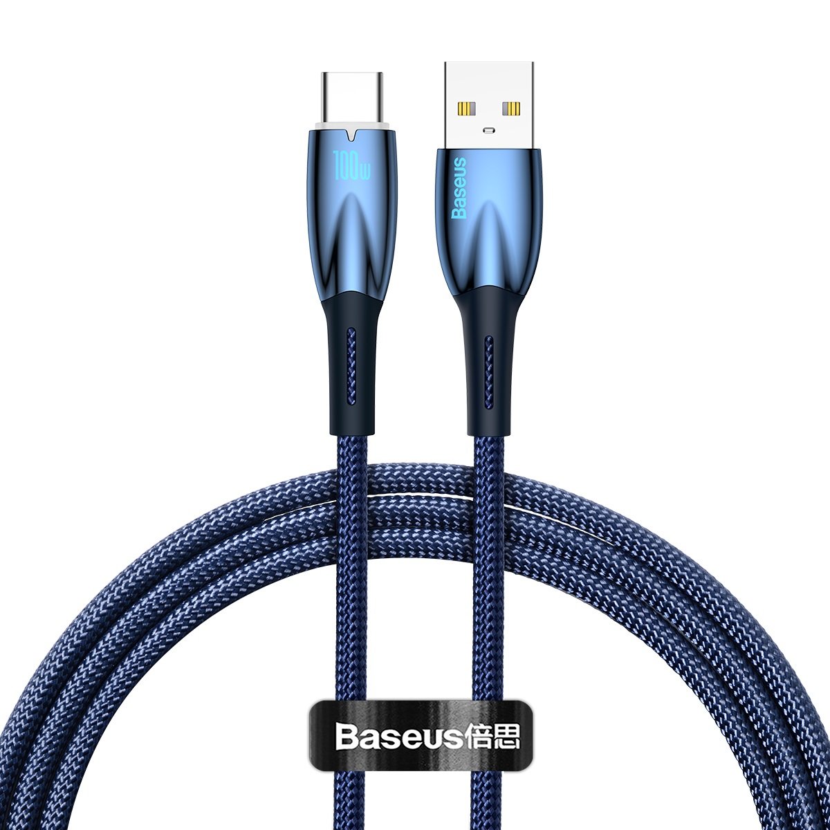 Καλώδιο δεδομένων και φόρτισης USB-A σε USB-C Baseus Glimmer Series, 100W, 1m, μπλε