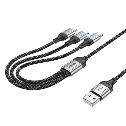 Καλώδιο φόρτισης USB-A - Lightning / microUSB / USB-C HOCO X102 3in1, 18W, 1m, Μαύρο 