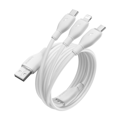 Καλώδιο Φόρτισης USB-A - Lightning / microUSB / USB-C Baseus Ultra Fast 3in1, 18W, 1.3m, Λευκό P10376303211-00