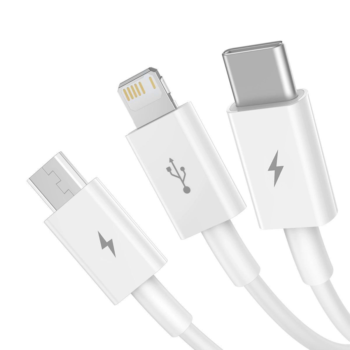 Καλώδιο φόρτισης USB-A - Lightning / microUSB / USB-C Baseus Superior 3in1 Series, 20W, 0.5m, Λευκό 