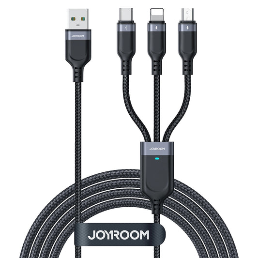 Καλώδιο Φόρτισης USB-A - Lightning / microUSB / USB-C Joyroom S-A18 3σε1, 20W, 0.3m, Μαύρο