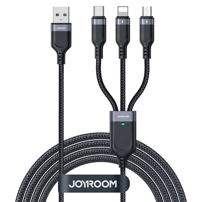 Καλώδιο φόρτισης USB-A - Lightning / microUSB / USB-C Joyroom S-A18 3in1, 18W, 1.2m, Μαύρο 