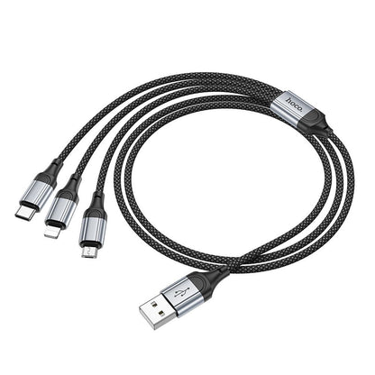 Καλώδιο φόρτισης USB-A - Lightning / microUSB / USB-C HOCO X102 3in1, 18W, 1m, Μαύρο 