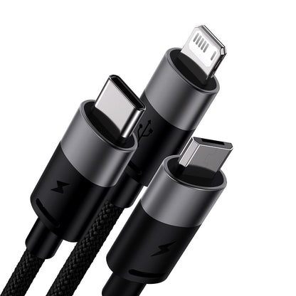 Καλώδιο φόρτισης USB-A - Lightning / microUSB / USB-C Baseus StarSpeed 3in1, 18W, 1.2m, Μαύρο CAXS000001 CAXS000001 