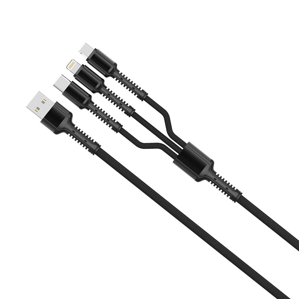 Καλώδιο Φόρτισης USB-A - Lightning / microUSB / USB-C ColorWay CW-CBU3003, 20W, 1.2m, Γκρι