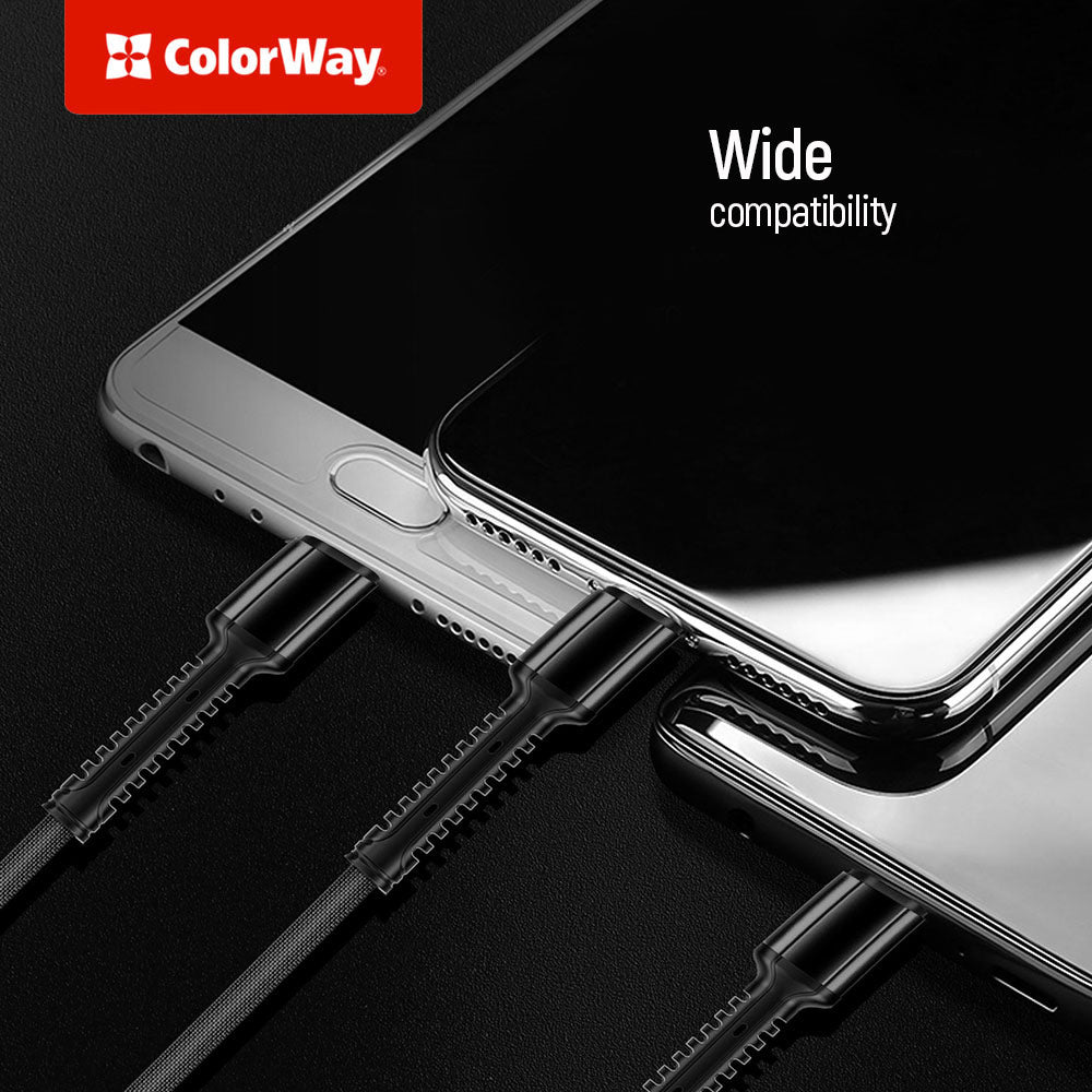 Καλώδιο Φόρτισης USB-A - Lightning / microUSB / USB-C ColorWay CW-CBU3003, 20W, 1.2m, Γκρι
