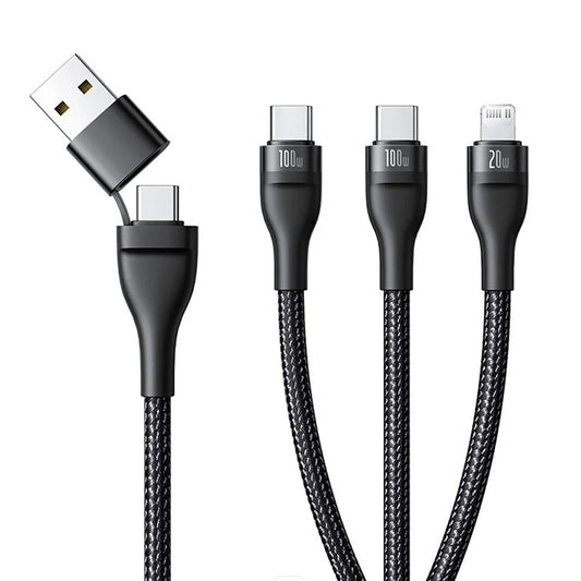 Καλώδιο Φόρτισης USB-A / USB-C - Lightning / 2 x USB-C Baseus Flash Series III 3in1, 100W, 1.5m, Μαύρο P10377800U01-00