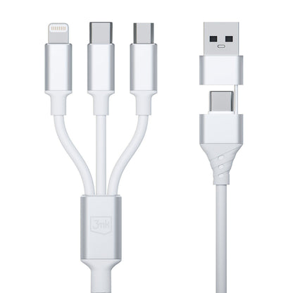 Καλώδιο Φόρτισης USB-A / USB-C - Lightning / microUSB / USB-C 3MK Hyper 3in1, 12W, 1.5m, Λευκό