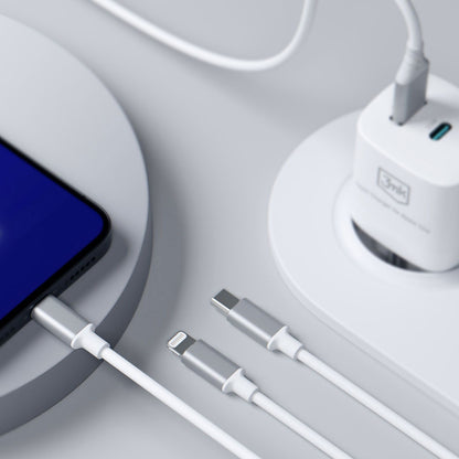 Καλώδιο Φόρτισης USB-A / USB-C - Lightning / microUSB / USB-C 3MK Hyper 3in1, 12W, 1.5m, Λευκό
