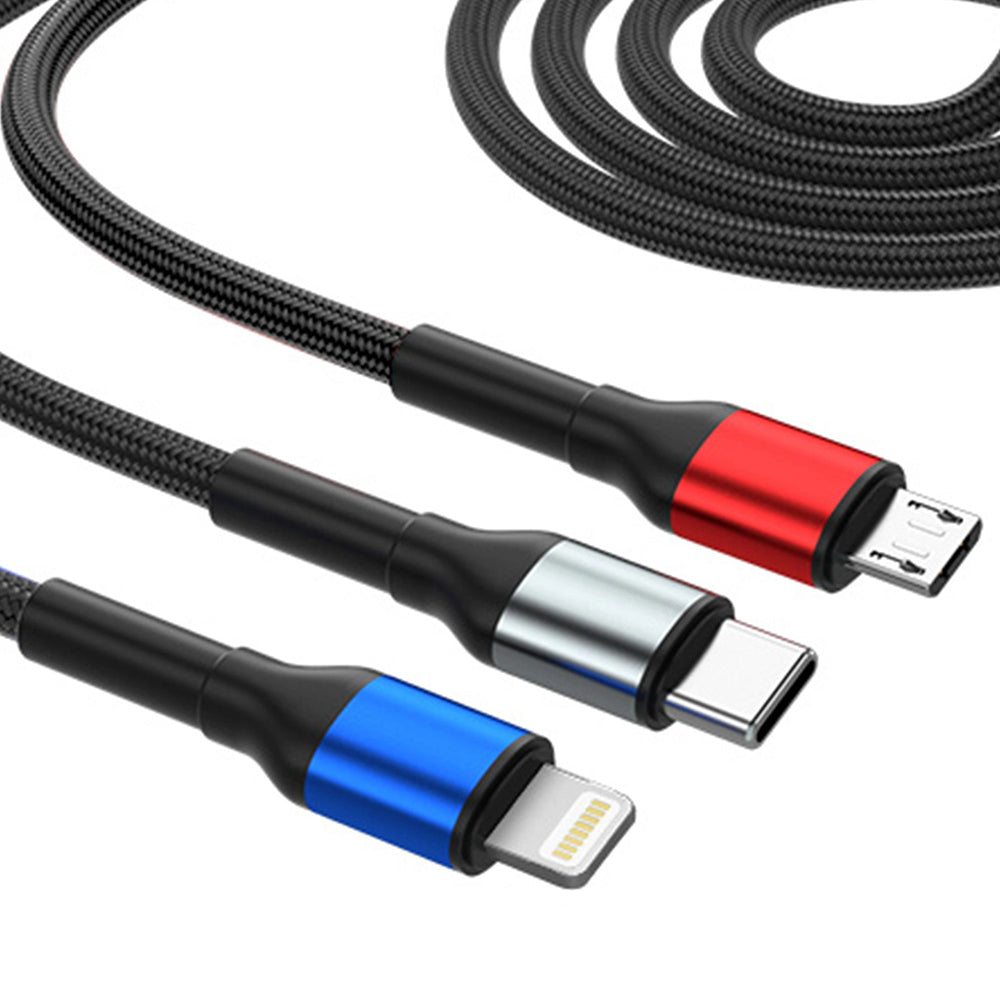 Καλώδιο Φόρτισης USB-A / USB-C - Lightning / microUSB / USB-C 3MK Hyper N, 18W, 1.2m, Μαύρο