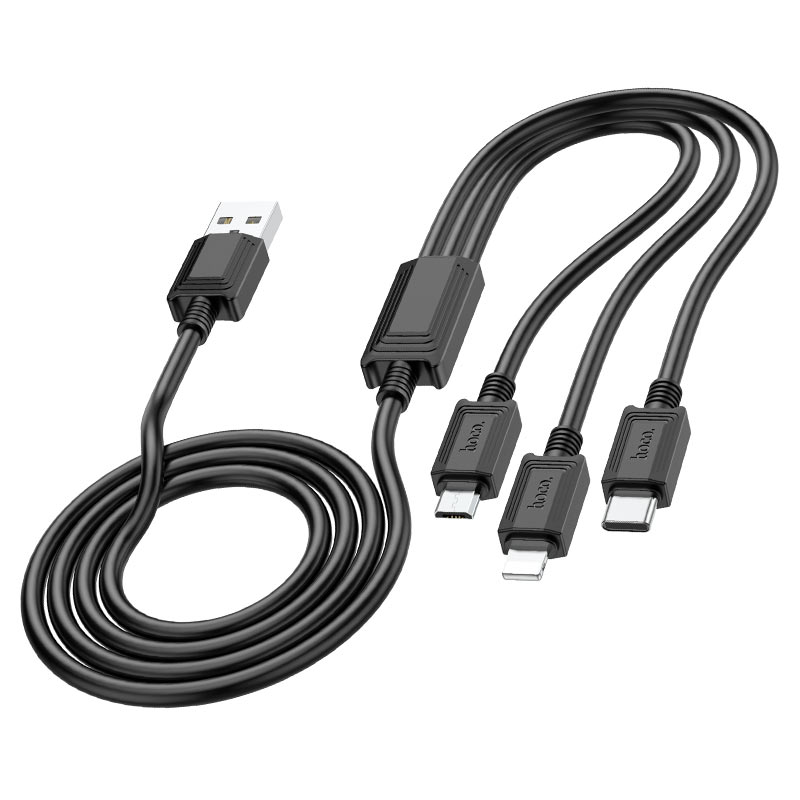 Καλώδιο Φόρτισης USB-A - Lightning / microUSB / USB-C HOCO X74 3σε1, 18W, 1m, Μαύρο