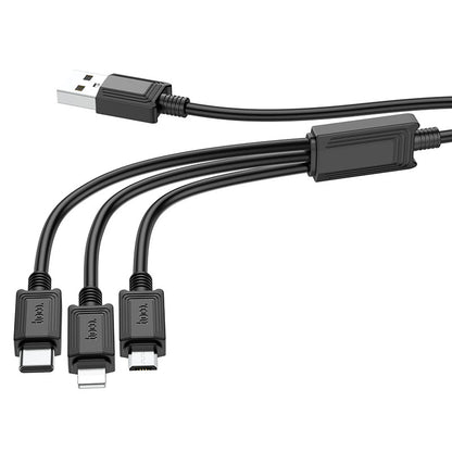 Καλώδιο Φόρτισης USB-A - Lightning / microUSB / USB-C HOCO X74 3σε1, 18W, 1m, Μαύρο