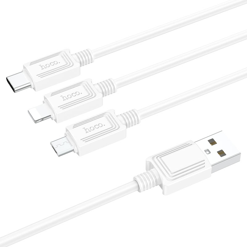 Καλώδιο φόρτισης USB-A - Lightning / microUSB / USB-C HOCO X74 3in1, 18W, 1m, Λευκό