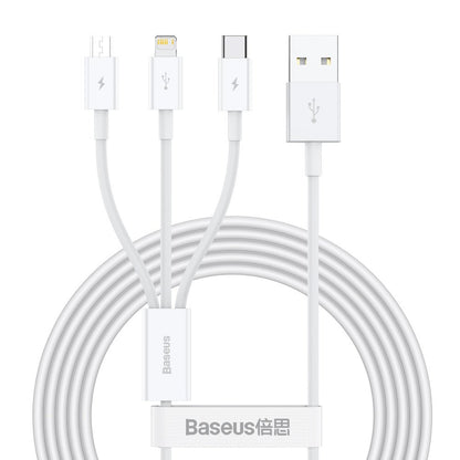 Καλώδιο φόρτισης USB-A - Lightning / microUSB / USB-C Baseus Superior 3in1 Series, 20W, 1.2m, Λευκό CAMLTYS-02 