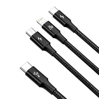 USB-C - Lightning / microUSB / USB-C Baseus Rapid 3in1, 20W, 1.5m, Μαύρο CAMLT-SC01 