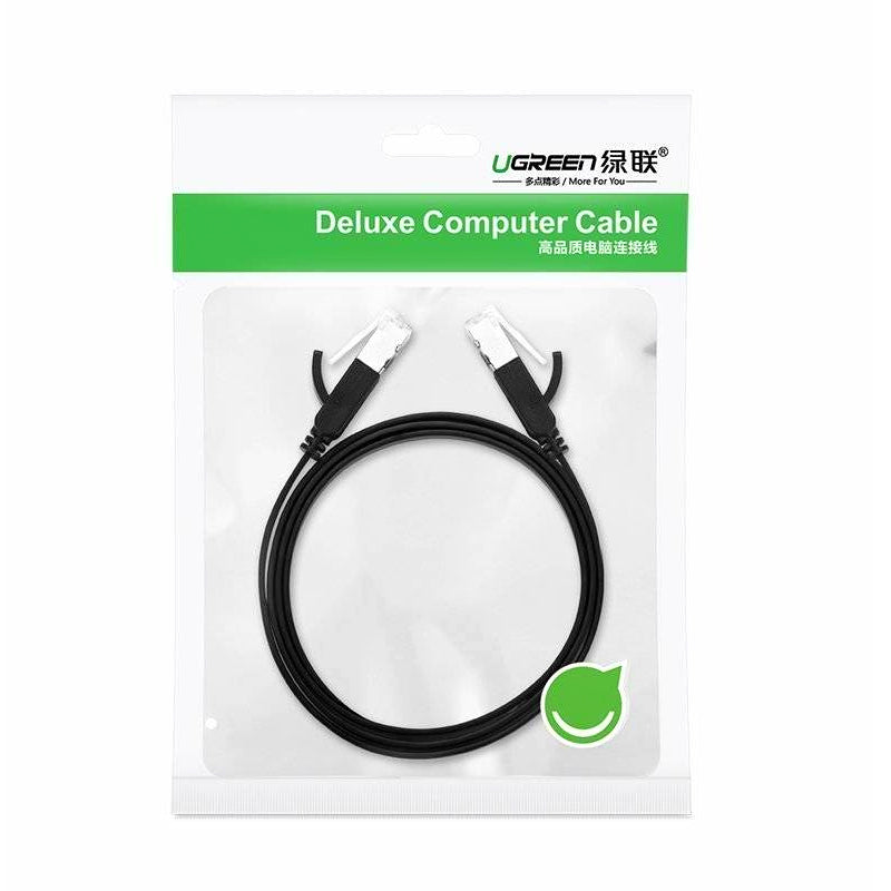 Καλώδιο δικτύου UGREEN NW101 Επίπεδο, UTP, Cat6, 2m, Μαύρο 
