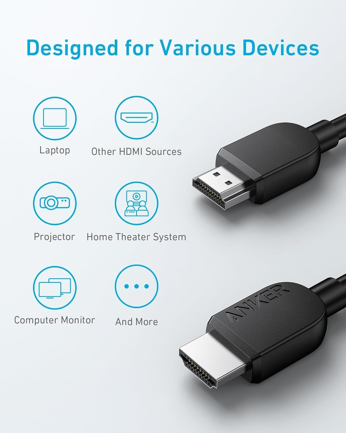 Καλώδιο Βίντεο Anker, HDMI - HDMI, 8K, 1.8m, Μαύρο A8742011