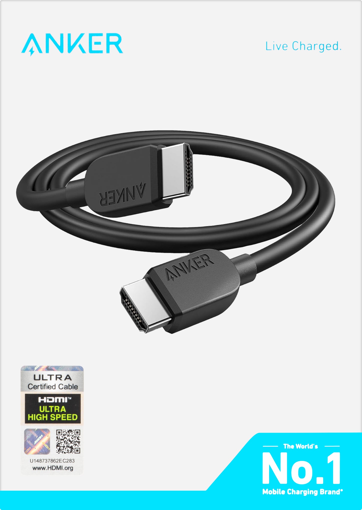 Καλώδιο Βίντεο Anker, HDMI - HDMI, 8K, 1.8m, Μαύρο A8742011