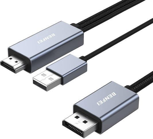 Καλώδιο Βίντεο Benfei, HDMI / USB-A - DisplayPort, 4K, 1.8μ, Γκρι