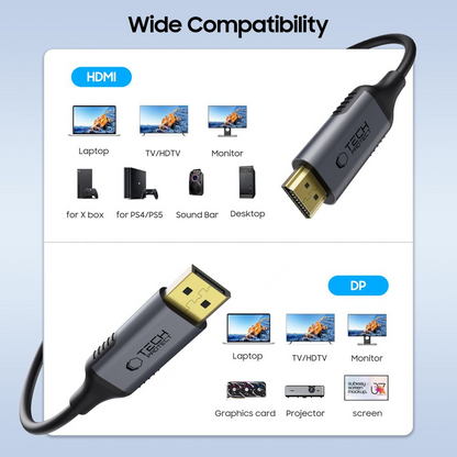 Καλώδιο Βίντεο Tech-Protect Ultraboost, DisplayPort - HDMI, 4K, 2μ, Μαύρο