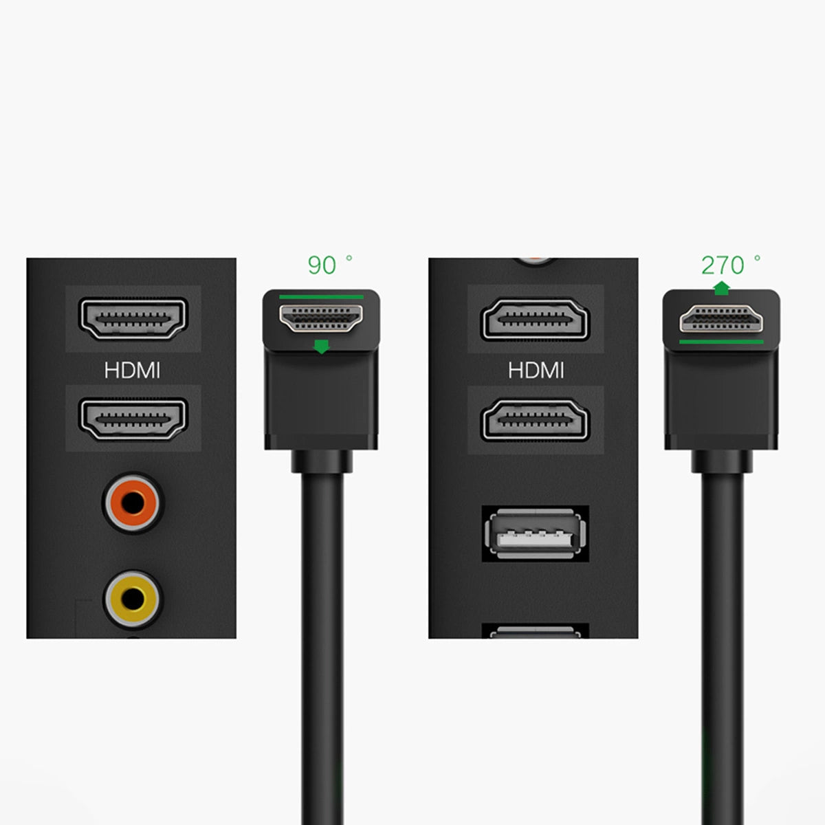 Καλώδιο βίντεο UGREEN γωνιακό, HDMI - HDMI, 4K, 2m, μαύρο HD103 