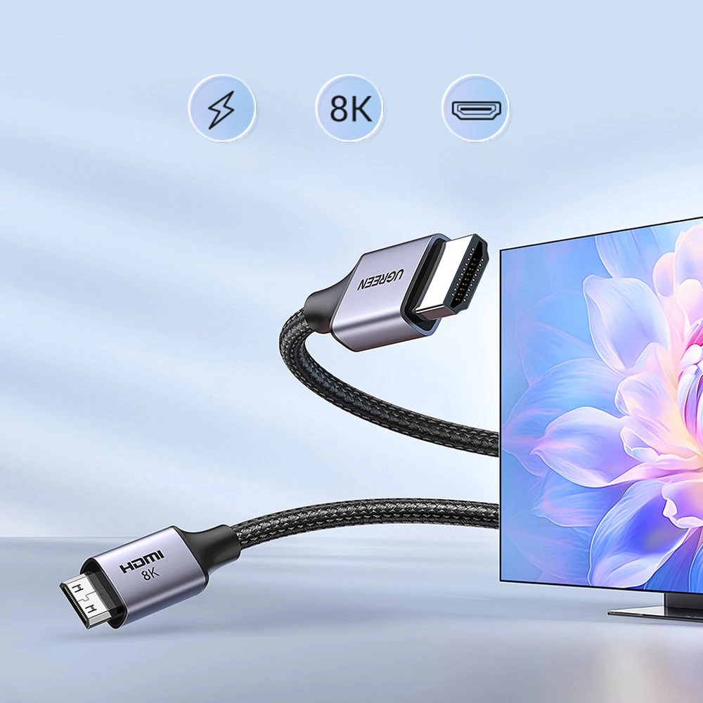 Καλώδιο Βίντεο UGREEN HD163, miniHDMI - HDMI, 8K, 2m, Γκρι