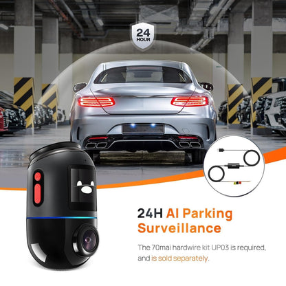 70mai Dash Cam Omni 360 X200, 1080P, 32Gb, Wi-Fi, GPS, AI, φωνητικός έλεγχος, οθόνη 1.2inch X200-32-BK