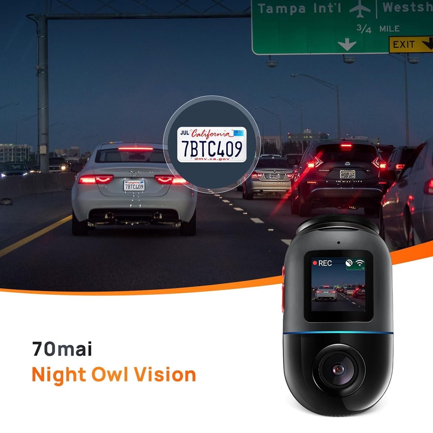 70mai Dash Cam Omni 360 X200, 1080P, 32Gb, Wi-Fi, GPS, AI, φωνητικός έλεγχος, οθόνη 1.2inch X200-32-BK