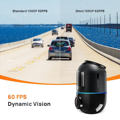 70mai Dash Cam Omni 360 X200, 1080P, 32Gb, Wi-Fi, GPS, AI, φωνητικός έλεγχος, οθόνη 1.2inch X200-32-BK