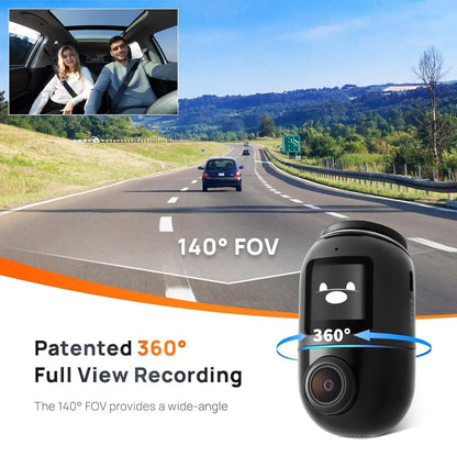 70mai Dash Cam Omni 360 X200, 1080P, 32Gb, Wi-Fi, GPS, AI, φωνητικός έλεγχος, οθόνη 1.2inch X200-32-BK