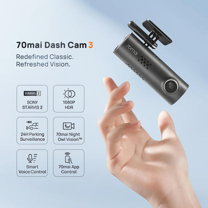 Camera Auto 70mai Dash Cam 3 M200, 1080P, Wi-Fi