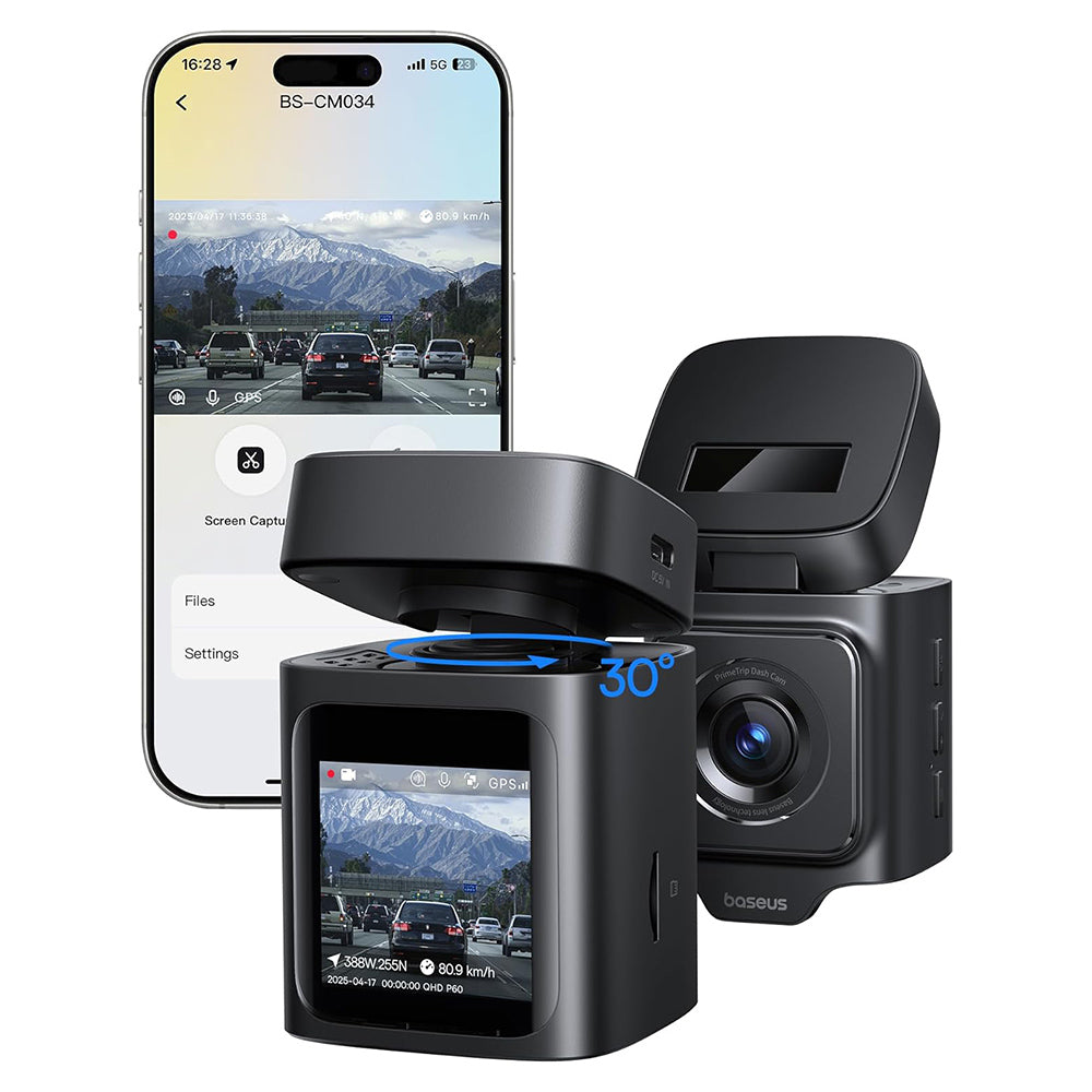 Κάμερα Αυτοκινήτου Baseus PrimeTrip VD1, 3K, Wi-Fi, GPS, Οθόνη 1.54inch C10669000123-00