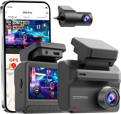 Κάμερα Αυτοκινήτου Μπροστά Πίσω DDPAI Z50 Pro Dual, 4K, Wi-Fi, GPS, Οθόνη 3 ιντσών