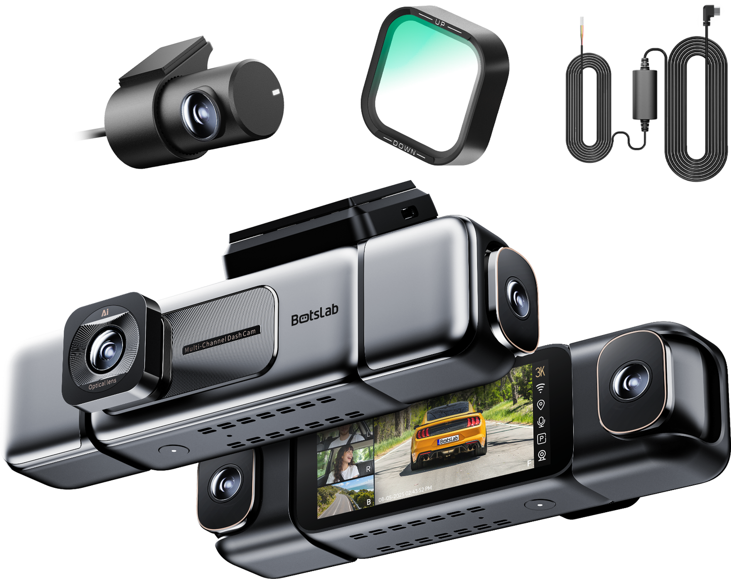 Κάμερα Αυτοκινήτου Εμπρός Πίσω Botslab G980H 4CH, 3K, Wi-Fi, GPS, Οθόνη 3.18 ίντσες