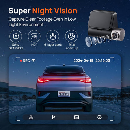 Κάμερα Αυτοκινήτου Εμπρός Πίσω 70mai Dash Cam A510, 3K, GPS, Wi-Fi, Οθόνη 2 ιντσών