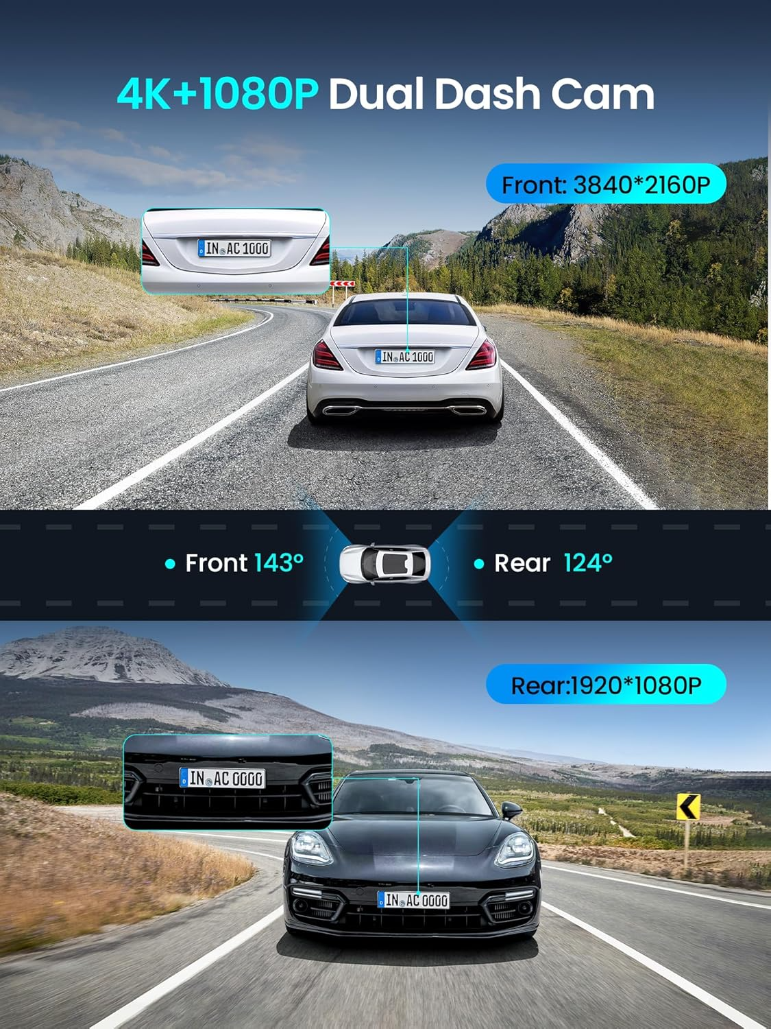 Κάμερα Αυτοκινήτου Μπροστά Πίσω DDPAI Z50 Pro Dual, 4K, Wi-Fi, GPS, Οθόνη 3 ιντσών