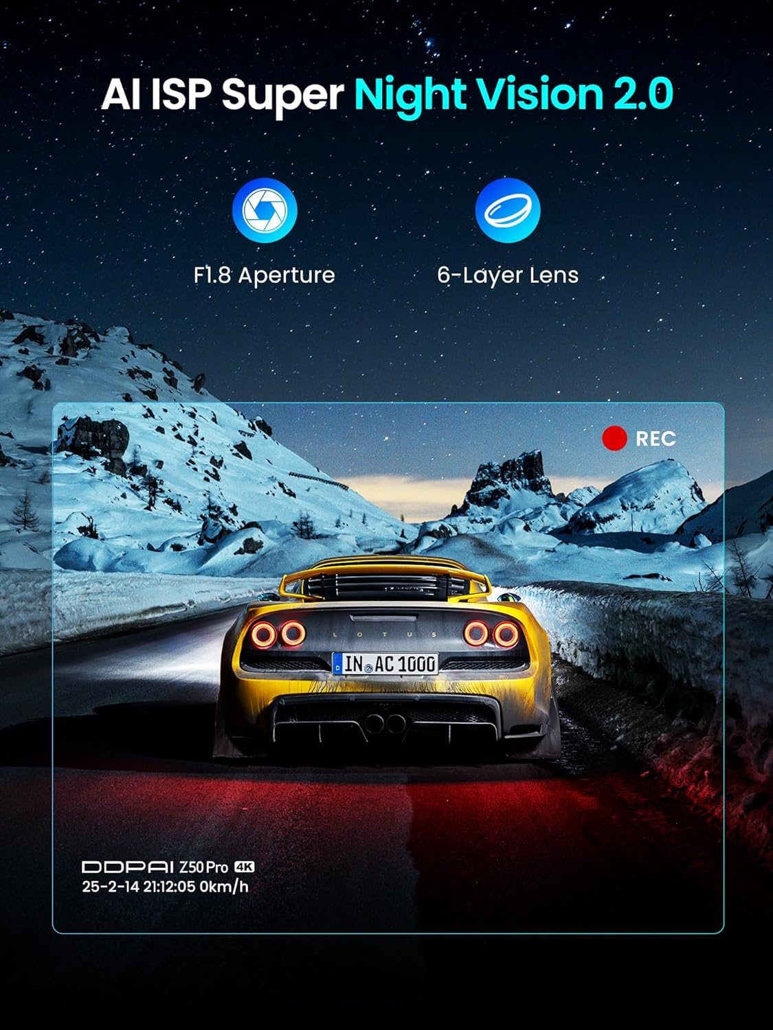 Κάμερα Αυτοκινήτου Μπροστά Πίσω DDPAI Z50 Pro Dual, 4K, Wi-Fi, GPS, Οθόνη 3 ιντσών