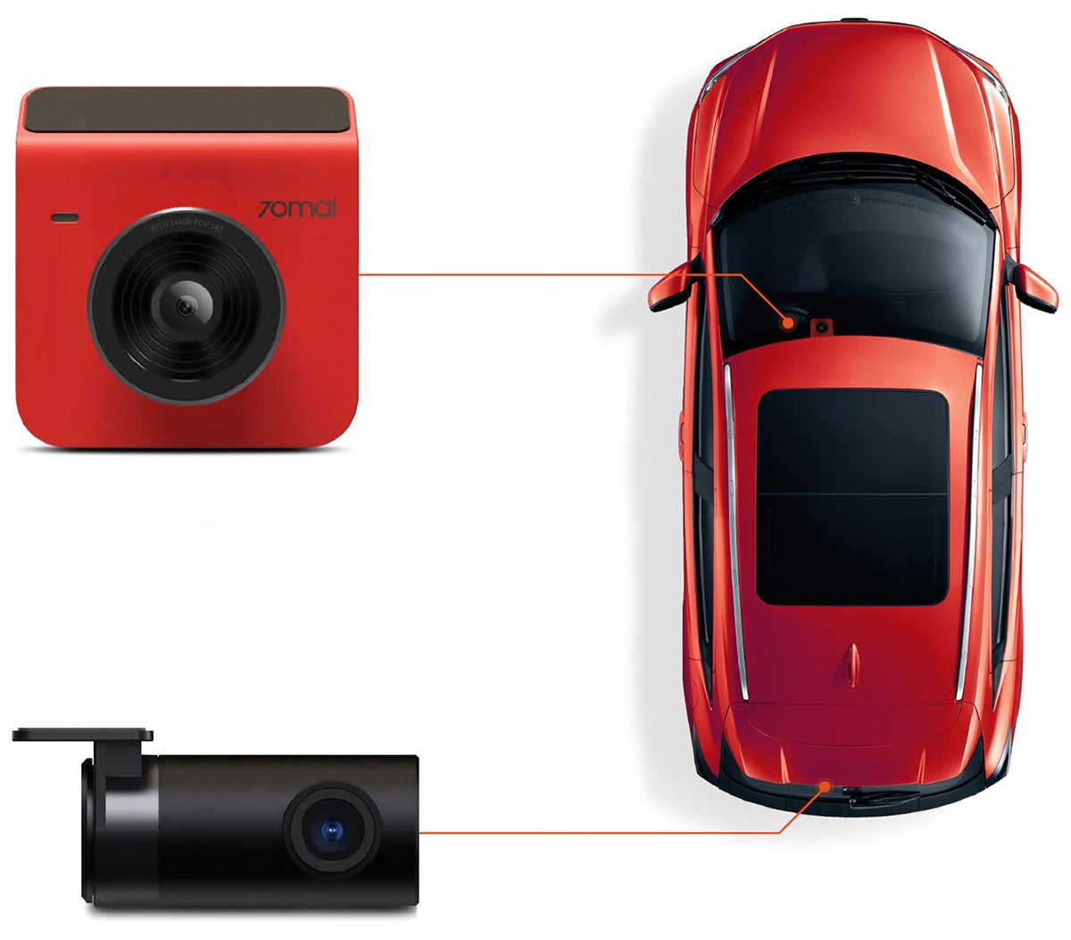 Αυτοκίνητο μπροστά πίσω 70mai Dash Cam 70mai Dash Cam A400, 2K, Wi-Fi, οθόνη 2 ιντσών, ροζ